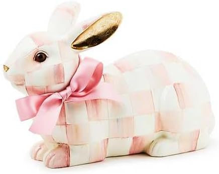 MACKENZIE-CHILDS Bunny Figurine, Rabbit Figurine Decoration for Spring, Resting, Pink-and-White R... | Amazon (US)