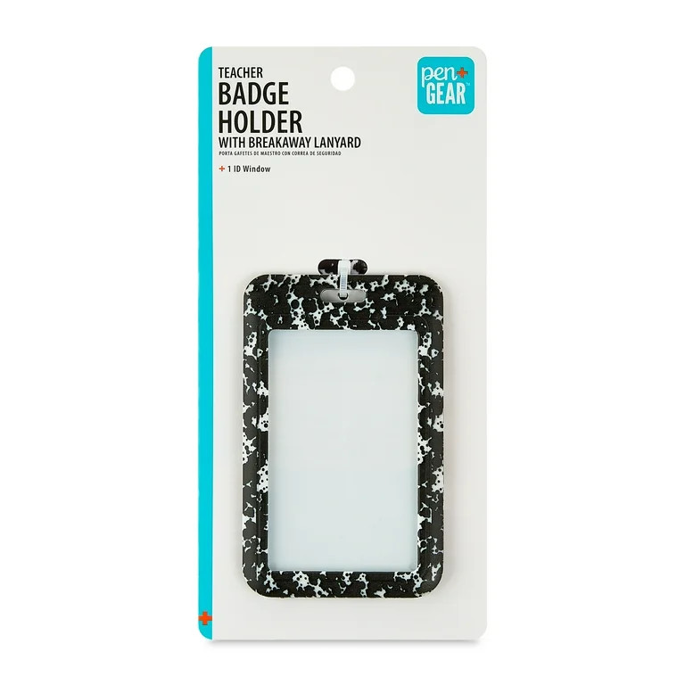 Pen+Gear Composition Book Teacher Badge Holder with Breakaway Lanyard, Black and White | Walmart (US)
