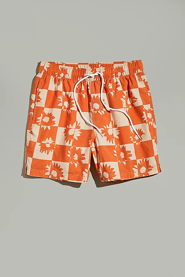 UO Daisy Checkerboard Print Swim Short | Urban Outfitters (US and RoW)