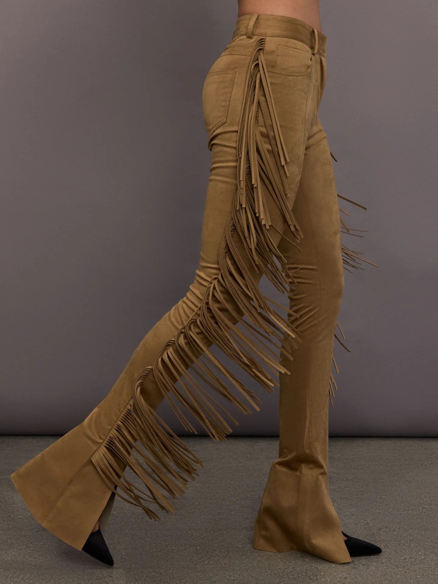 Norma Kamali Fringe Spat Jeans - Camel - Size XS | Carbon38