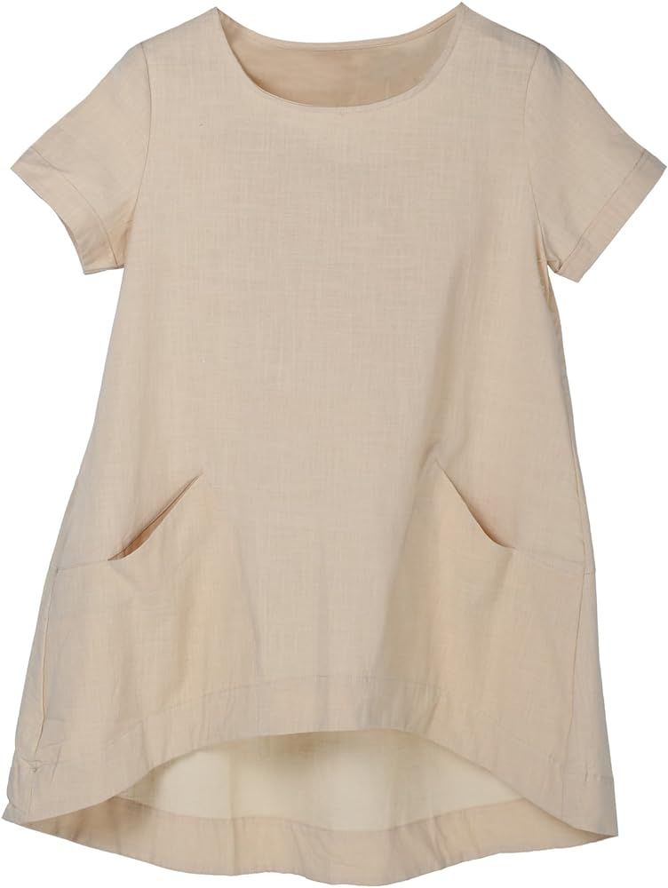 Minibee Women's Cotton Linen Short Sleeve Tunic/Top Tees | Amazon (US)