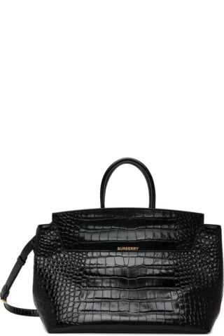 Black Croc Large Catherine Duffel Bag | SSENSE