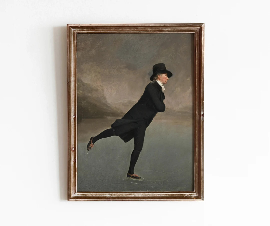 Skating Gentleman | Vintage Man Portrait | Winter Ice Skating Painting | Antique Sport Art | Digi... | Etsy (CAD)