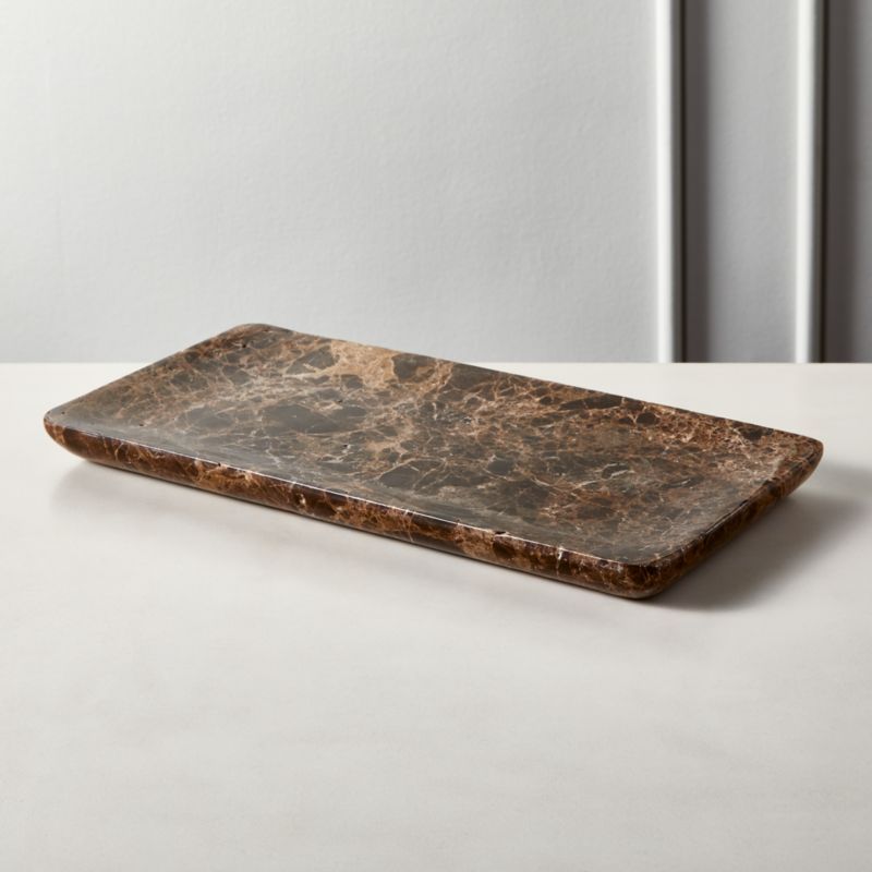 Charlemagne Brown Marble Tank Tray + Reviews | CB2 | CB2