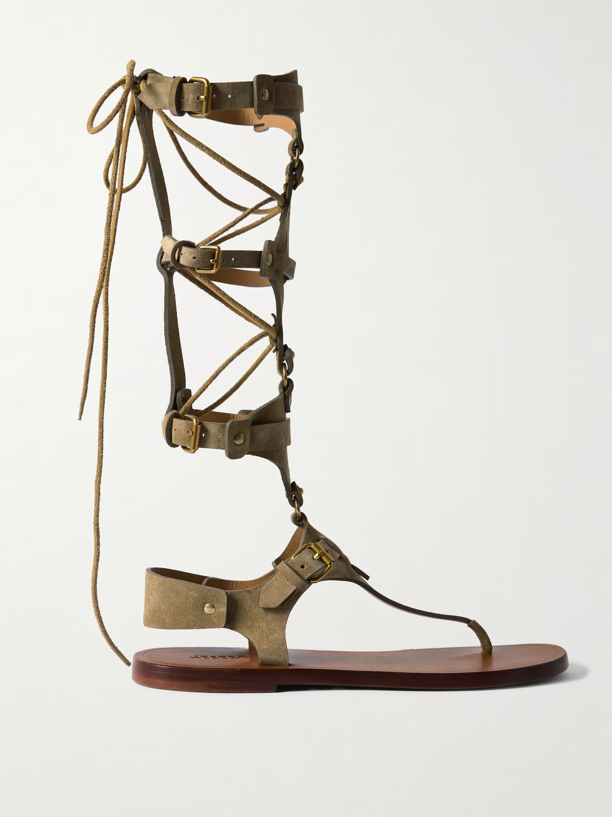 Isabel Marant - Nensi Tie-detailed Leather Sandals - Brown | NET-A-PORTER (US)