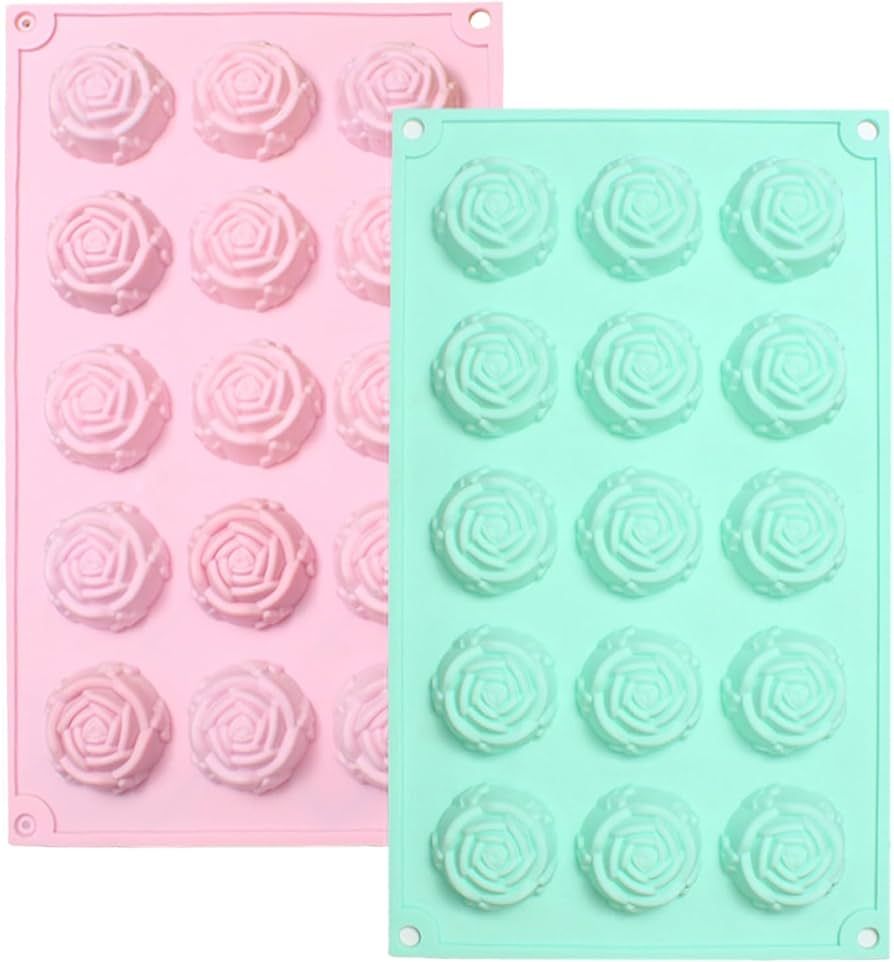 Flower Silicone Mold 2Pcs Candy Mold Food Grade Non-Stick Chocolate Mold Rose Ice Cube Molds for ... | Amazon (US)