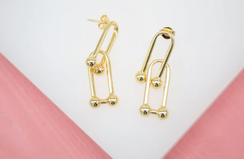 Double Beaded Link Earrings - Etsy | Etsy (US)