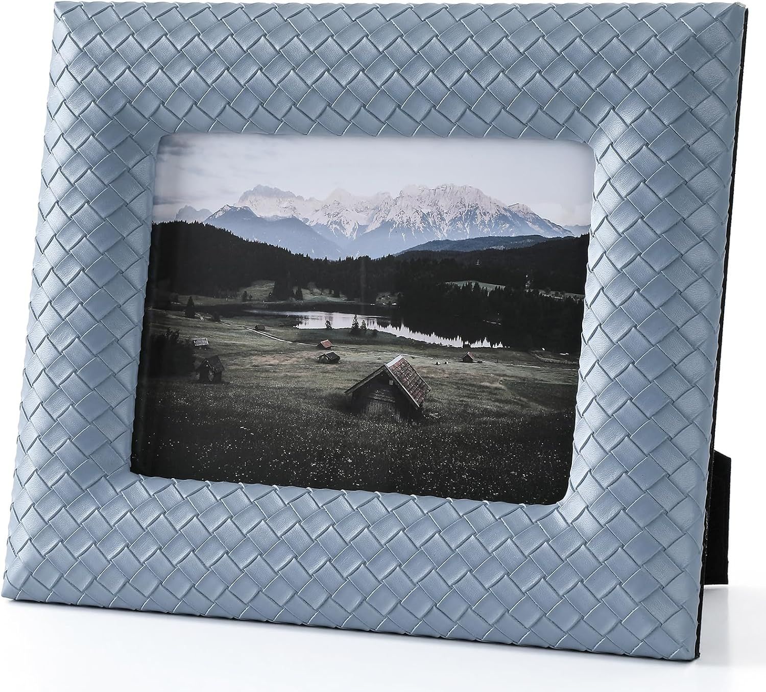 ELPMD Blue Leather Photo Frame 4by6 Picture Frame for Wall Tabletop Horizontal Vertical Formats M... | Amazon (US)