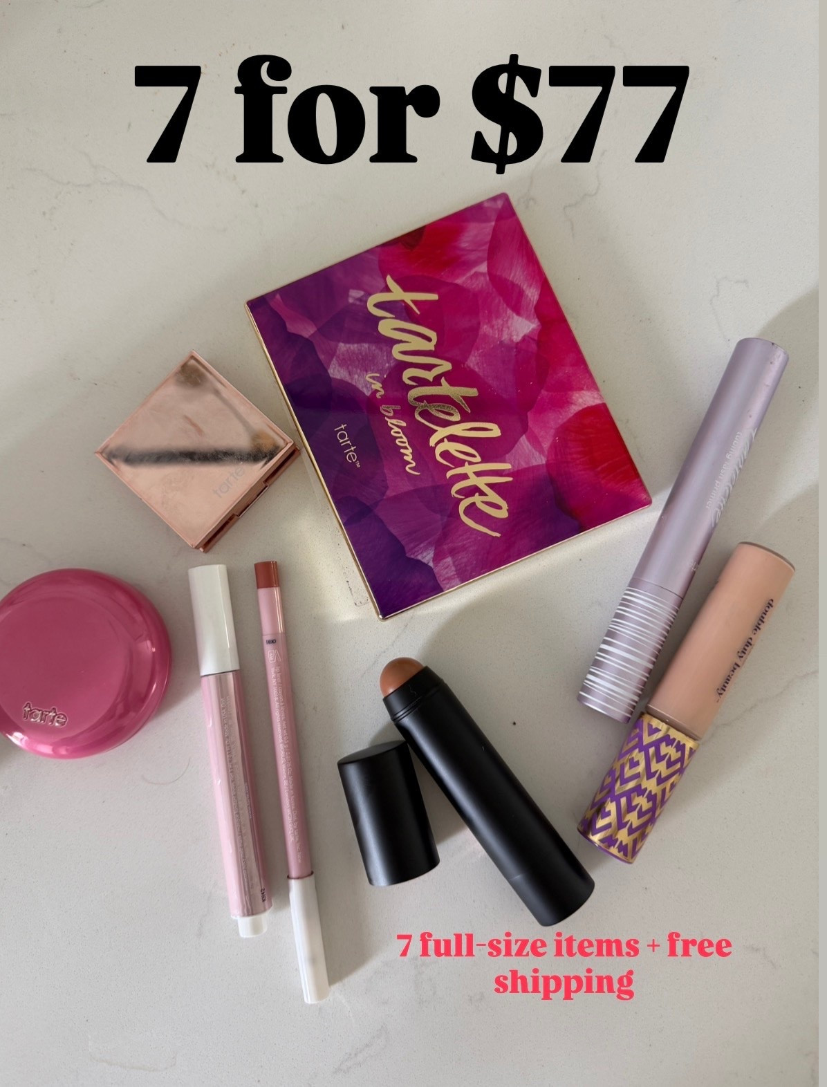 Tarte sale happening now! 7 full-size items for $77

#LTKSaleAlert