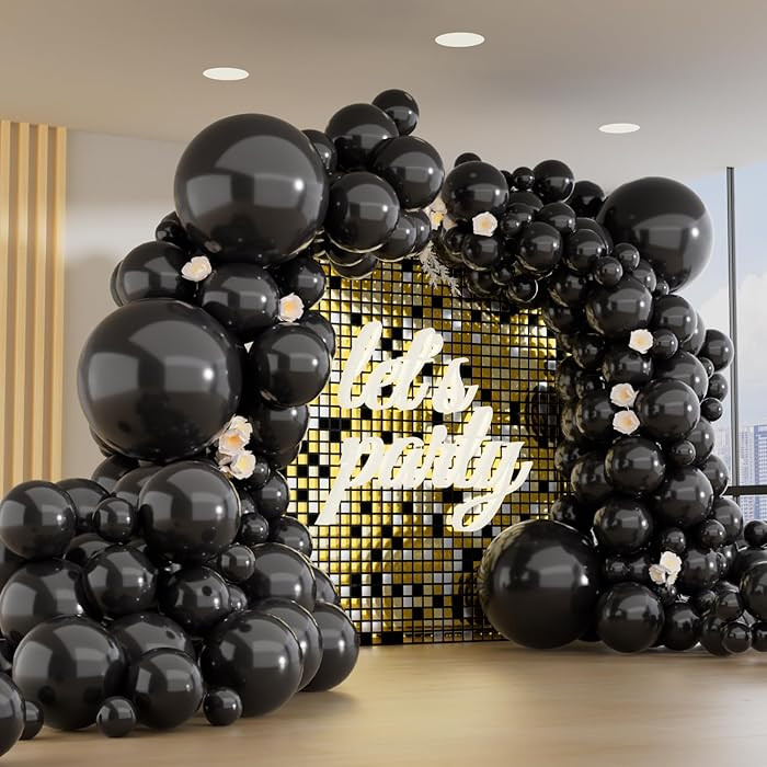 150pcs Black Balloons Different Sizes Pack, 18 12 10 5 Inch Party Balloon Garland Arch Kit for Ha... | Amazon (US)