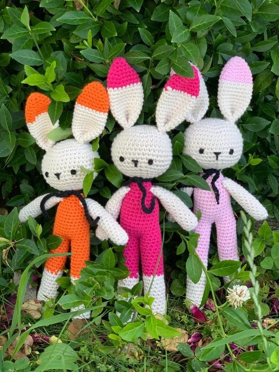 Hand Crochet Bunny Amigurumi Toys Stuffed Animals Handmade | Etsy | Etsy (US)