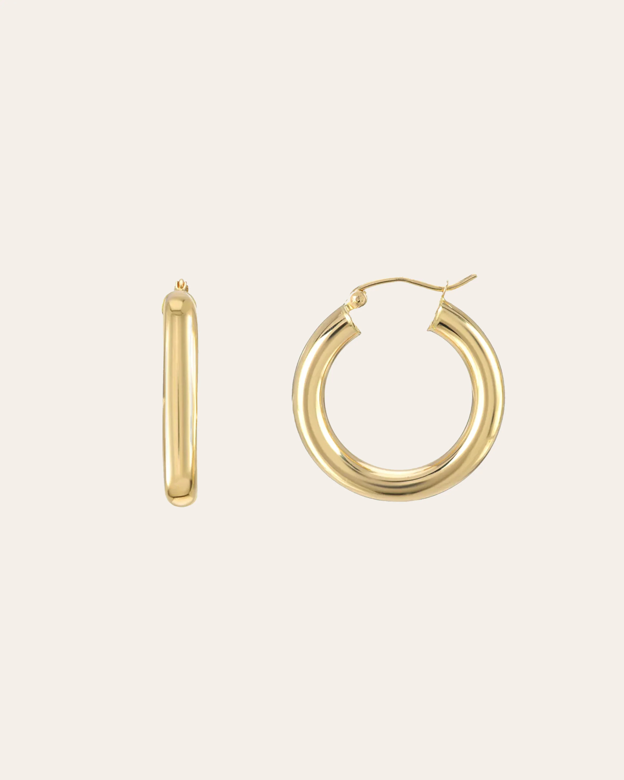 14k Gold Small Thick Hoop Earrings | Zoe Lev Jewelry