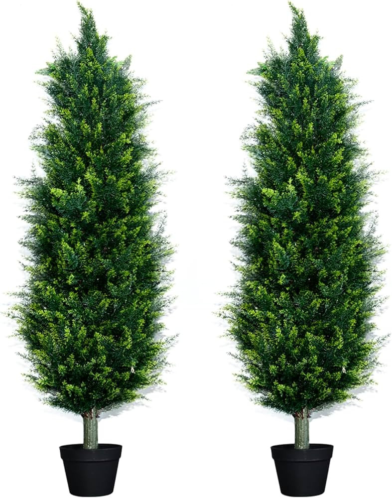 Artificial Cedar Topiary 4FT Set of 2 Outdoor Christmas Trees for Front Porch – UV Resistant Fa... | Amazon (US)