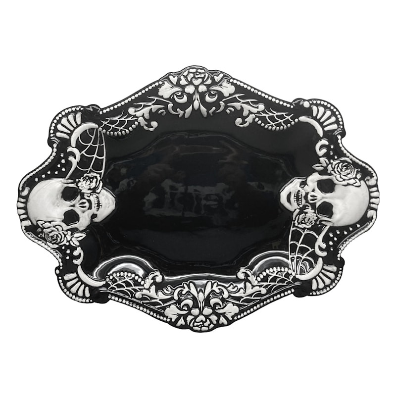 Halloween Skeleton Oval Ceramic Platter, 15x13 | At Home