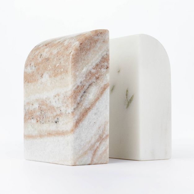 5" x 3.5" Marble Stone Bookends Natural/White - Threshold™ designed with Studio McGee | Target