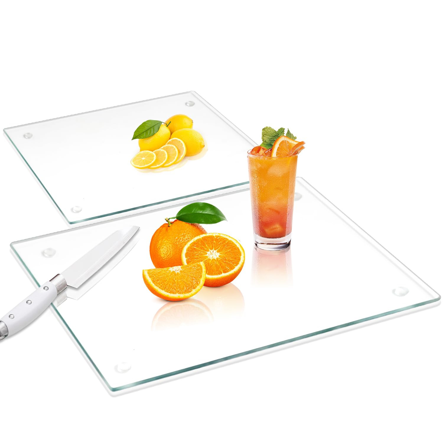 VASUHOME Tempered Glass Cutting Boards for Kitchen Counter - [2 Pack of 16x12 and 8x12 Inch] - Cl... | Amazon (US)