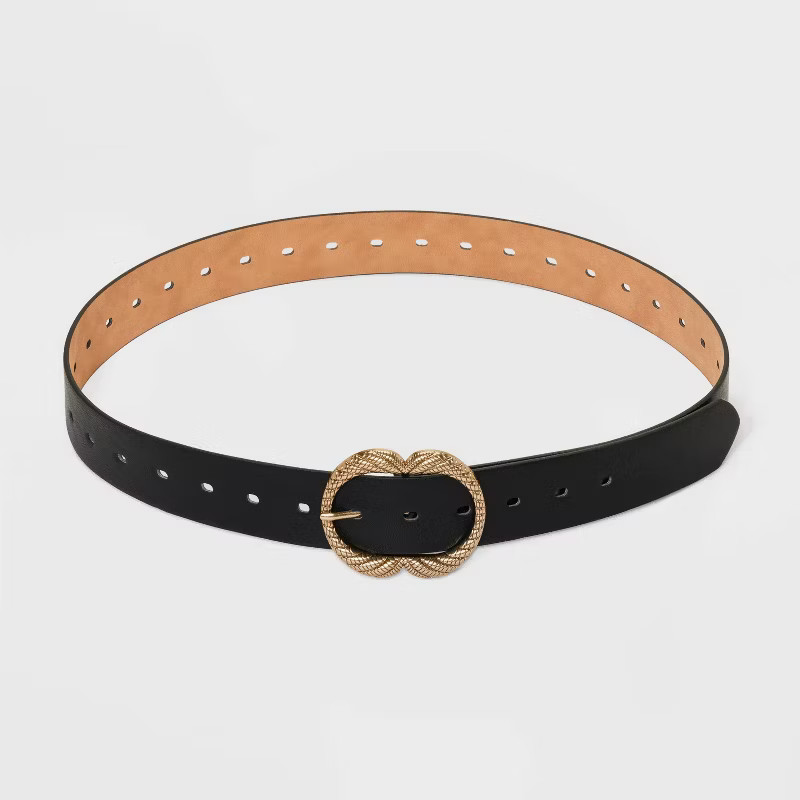 Women's Plus Size Decorative Center Bar Belt - Ava & Viv™ Black | Target