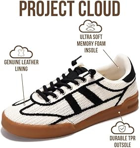 Project Cloud Genuine Leather Casual Sneakers for Women - Memory Foam Insoles Lace-Up Womens Shoe... | Amazon (US)