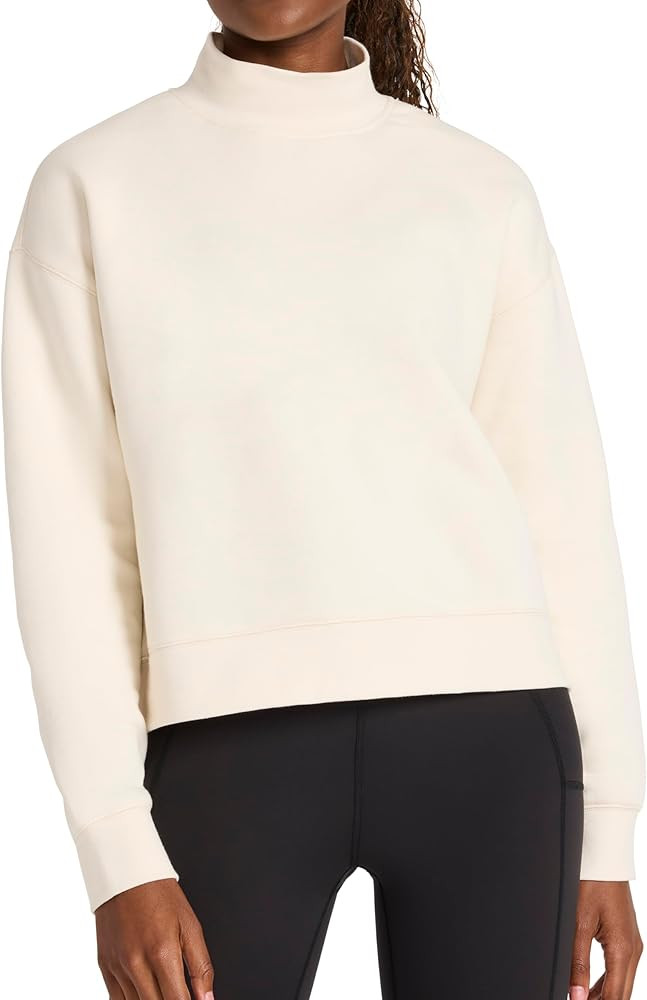 Reebok Women's Vector Mock Neck Sweatshirt, Standard Fit, Midweight Cotton-Poly Fabric | Amazon (US)