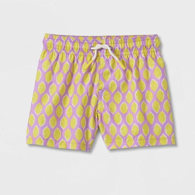 Baby Boys' Fruit Print Swim Shorts - Cat & Jack™ Lemon Yellow | Target