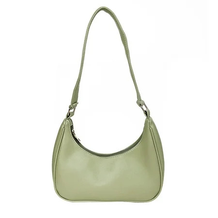 Edfrwws Unisex Adult Retro PU Hobos Underarm Bag Small Pure Color Handbags Green | Walmart (US)