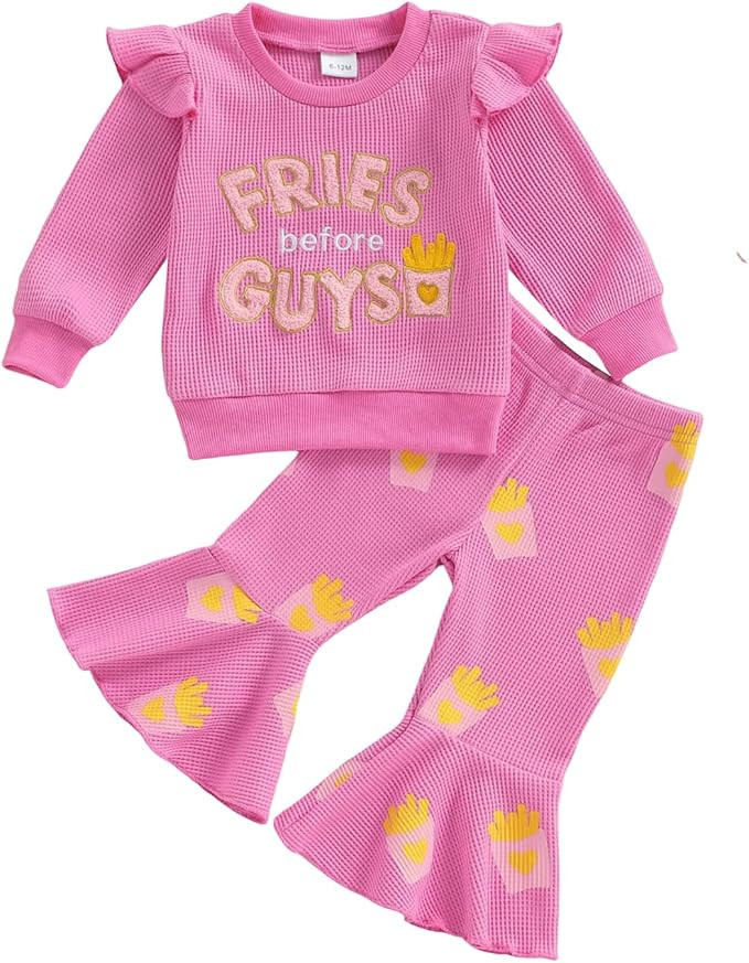 Toddler Girl Easter Outfit Infant Easter Bunny Sweatshirt Long Sleeve Pullover Flared Pants Cute ... | Amazon (US)