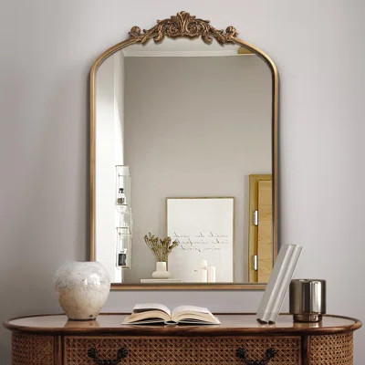 Antique Mirror,Gold Traditional Vintage Ornate Baroque Mirror,Arched Brass Mirror,Wall Mounted Mirrors For Entryway/Fireplace/Living Room/Hallway/Bath | Wayfair Professional