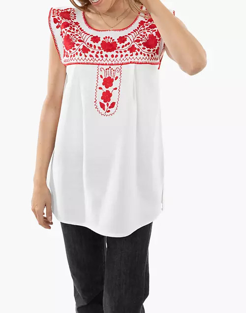 Nativa® Sleeveless Xochitl Blouse in White | Madewell