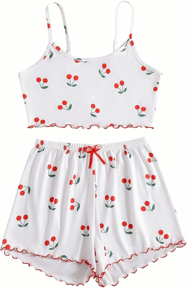 SweatyRocks Women's Summer Cute Printed Cami Top and Shorts Pajamas Set Sleepwear | Amazon (US)