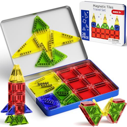 Niukdier Mini Magnetic Tiles Travel Set, 26PCS Compact Magnetic Building Blocks for Kids Ages 4-8 & Toddlers 1-3 | Amazon (US)