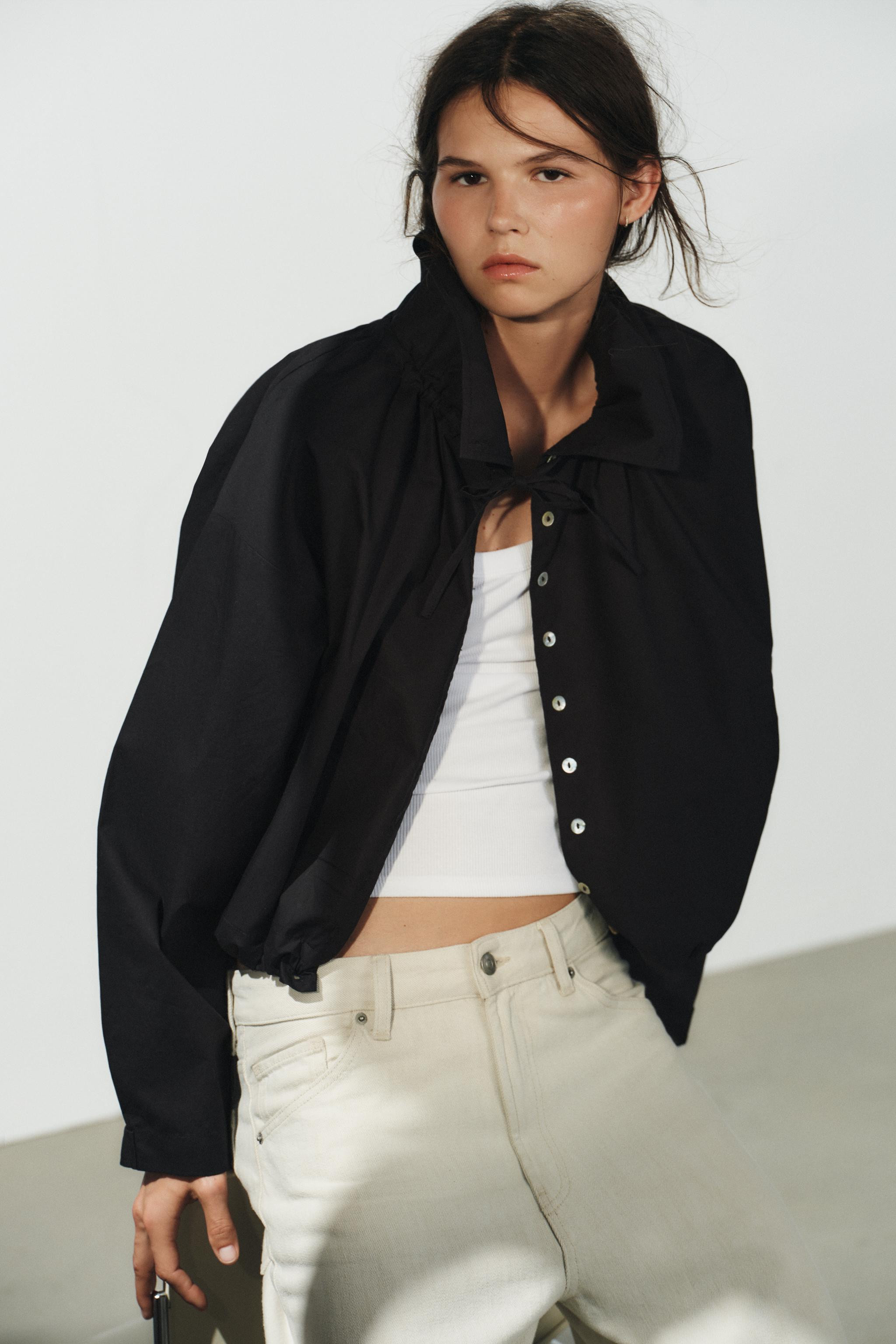 COTTON TIE-DETAIL JACKET | Zara US