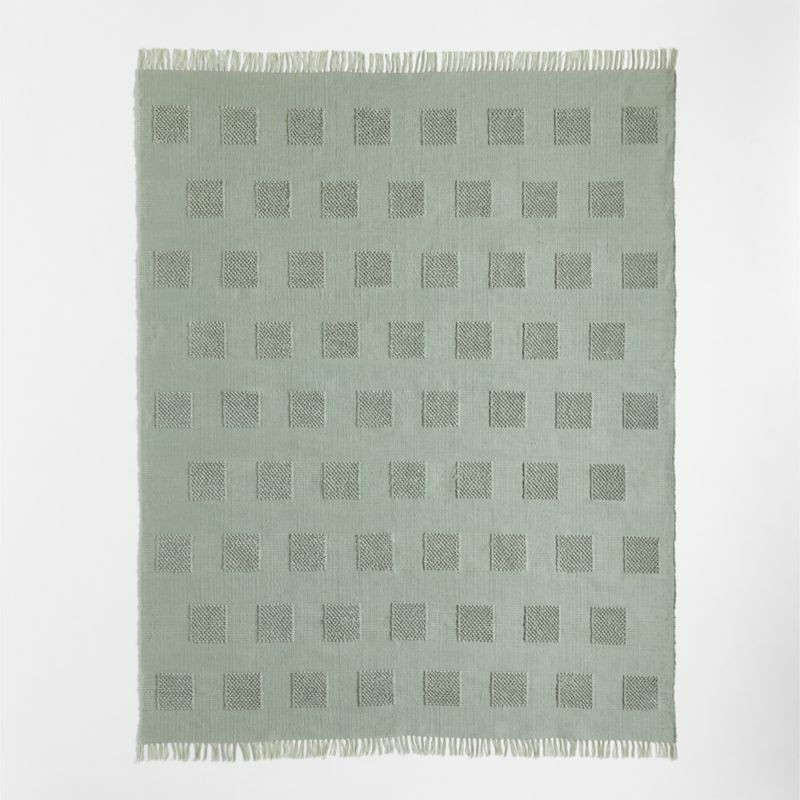 Hi/Low Square Verte Green Flatweave Kids Performance Area Rug 5'x8' + Reviews | Crate & Kids | Crate & Barrel