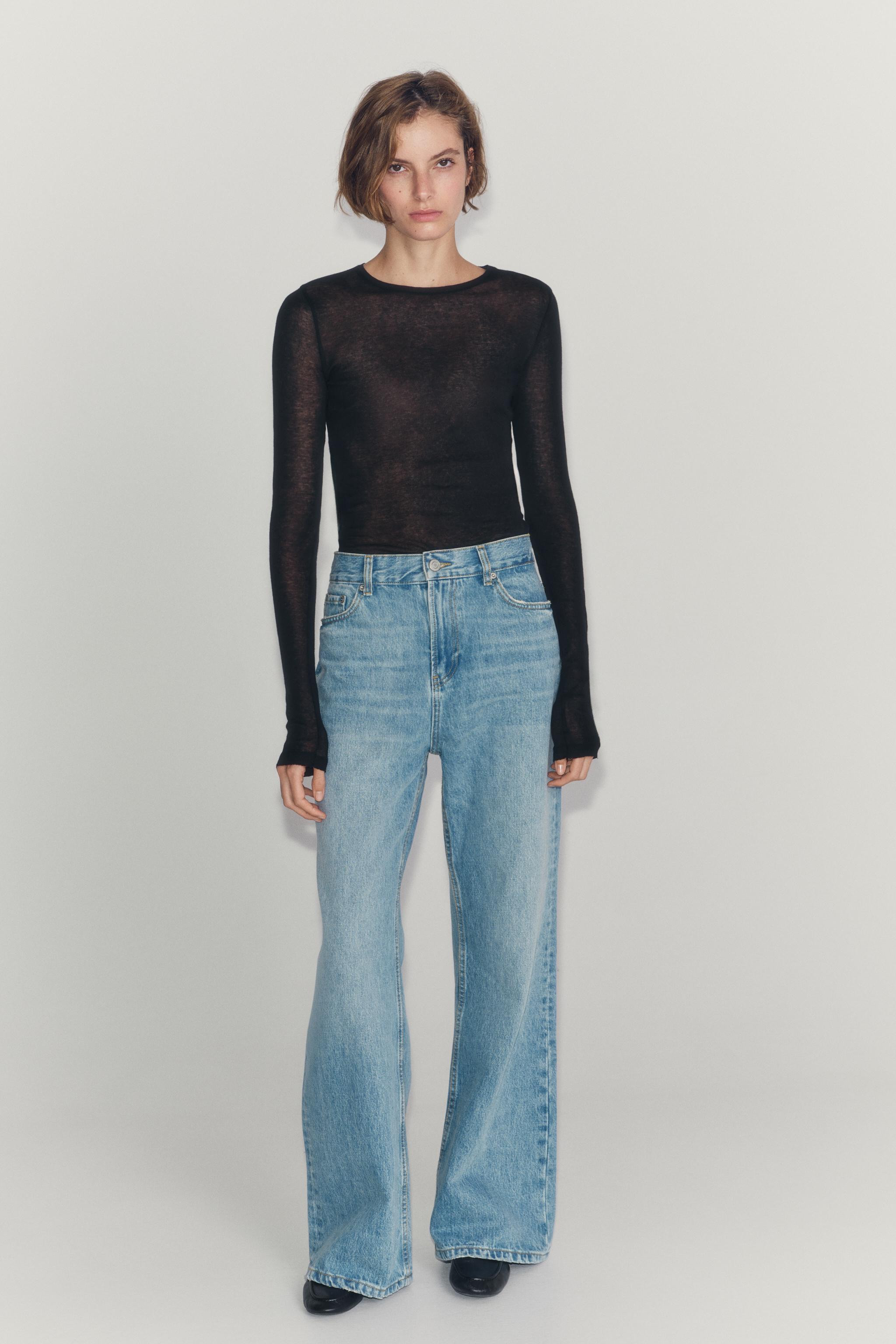 NIEDRIGER BUND - FLARE - FULL LENGTH ZARA WOMAN COLLECTION Jeans mit niedrigem Bund und G\u00fcrt... | Zara DE