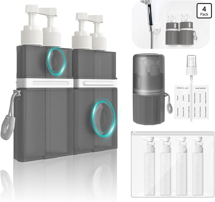 YOTIME 4 in 1 Travel Dispenser Bottle, Vacuum Silicone Suction Cup for Smooth Walls, TSA Approved... | Amazon (US)