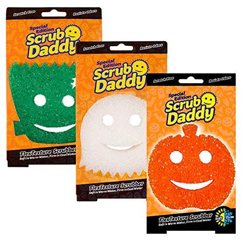 Scrub Daddy Halloween Scrubber, Cleaning Sponges for Washing Up, Dish, Kitchen Sponge, Non Scratch Multi-Use Scrubbing, FlexTexture Firm & Soft Design, Dishwashing Safe, 3-Pack | Amazon (US)