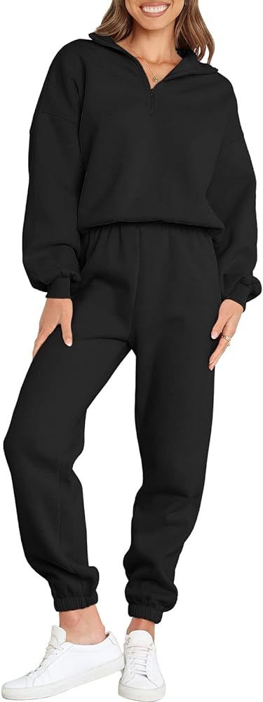 Prinbara Womens Half Zip Pullover Long Sleeve Sweatshirt Jogger Pants Lounge Sets 2 Piece Outfits... | Amazon (US)