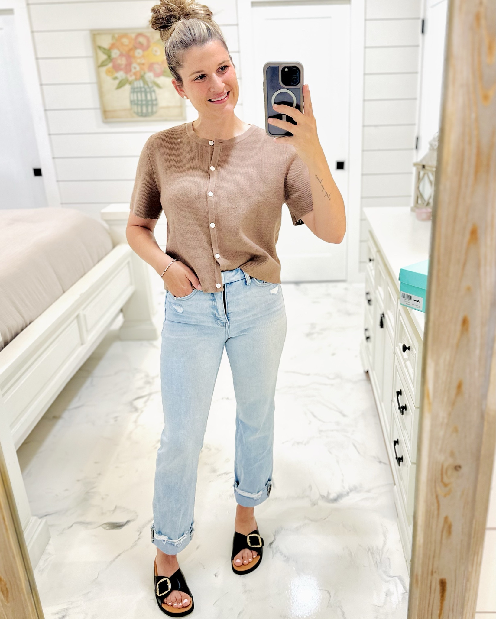 #OOTD the perfect slide on sandal for daily wear! How cute! These are the perfect look-a-likes IYKYK 😉 and the soles are SQUISHY so comfortable! I haven’t stopped wearing them! Add them to your cart! #ad #AmazonFinds #AddtoCart #AmazonAffiliate #AmazonInfluencer #ShopMyStorefront #KelseysKloset 

#LTKFindsUnder50 #LTKShoeCrush #LTKStyleTip