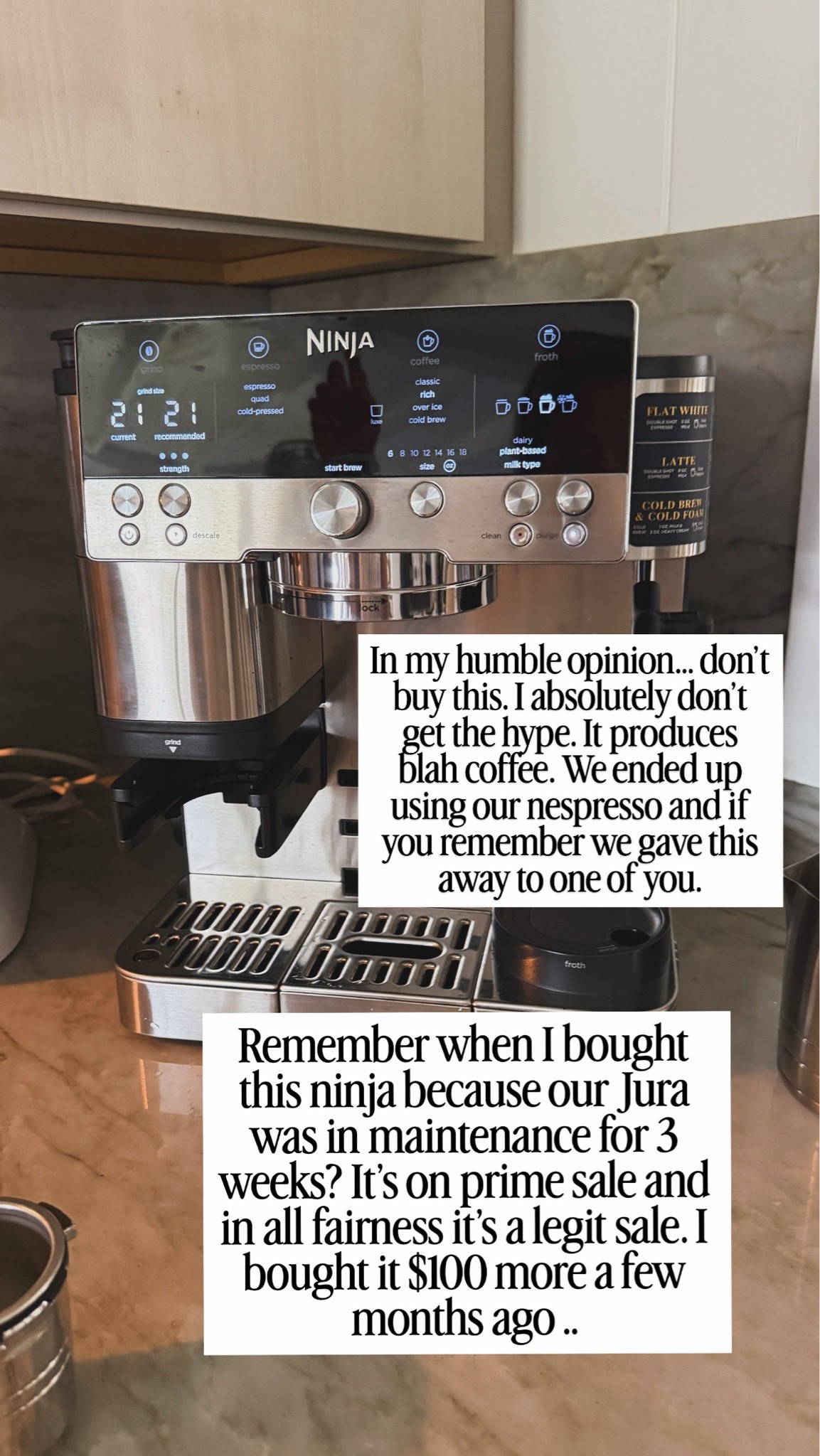 Buy this instead. A breville is SO MUCH BETTER. Before upgrading we actually owned the $499 brevilke and honestly, it was REALLY GOOD. No complaints. Just strong coffee, machine is just well made. Not flimsy. Solid.