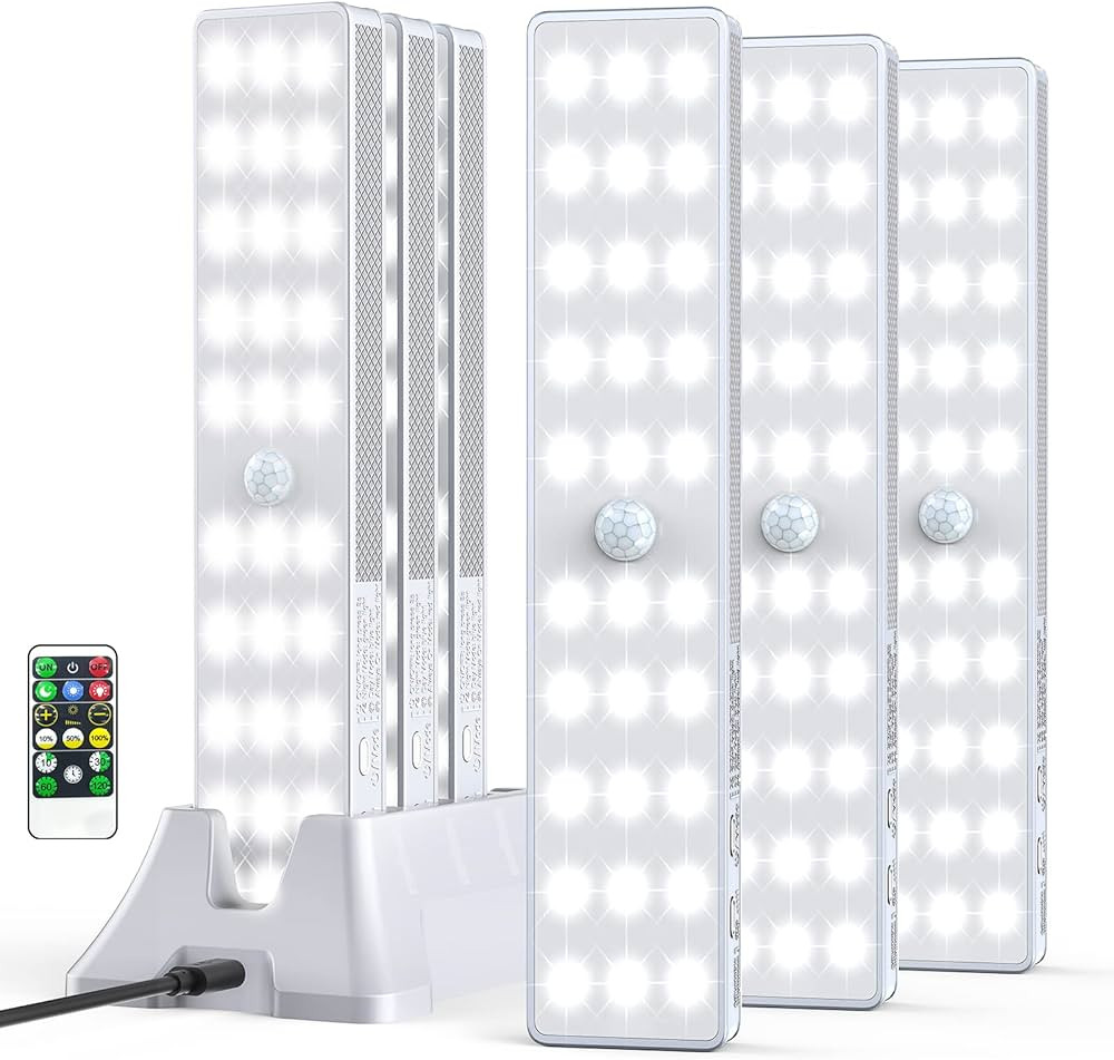 LED Closet Light with Charging Station, 6 Pcs Dimmer Rechargeable Motion Sensor Under Cabinet Lig... | Amazon (US)