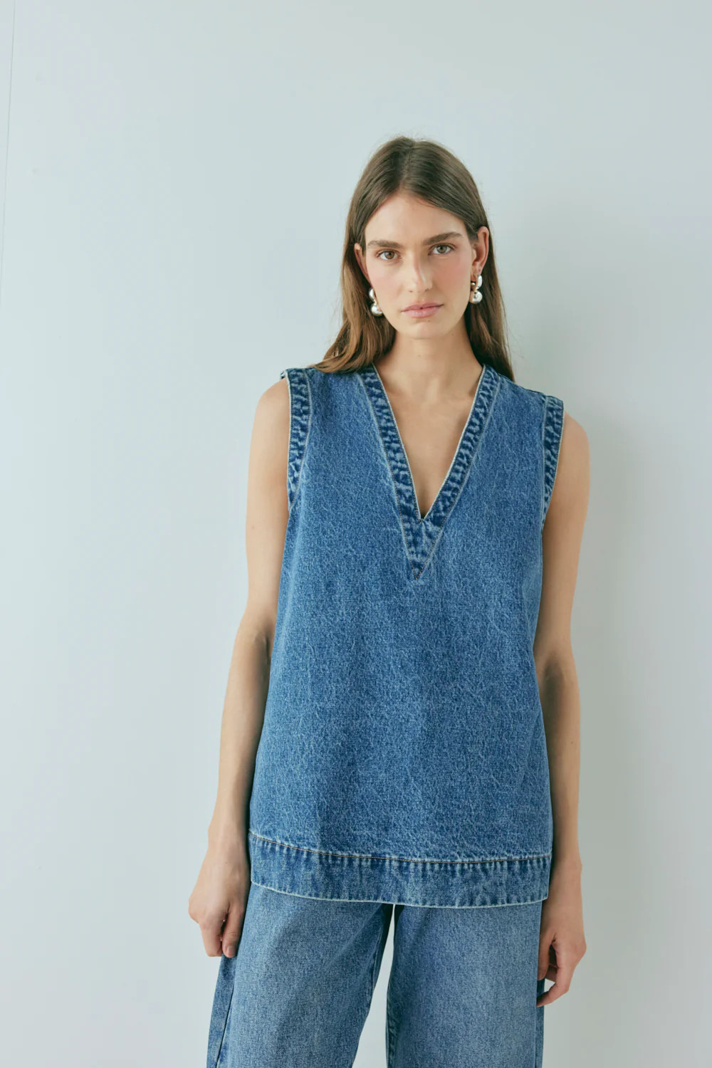 Muni Denim Tunic Top Blue | VRG Grl