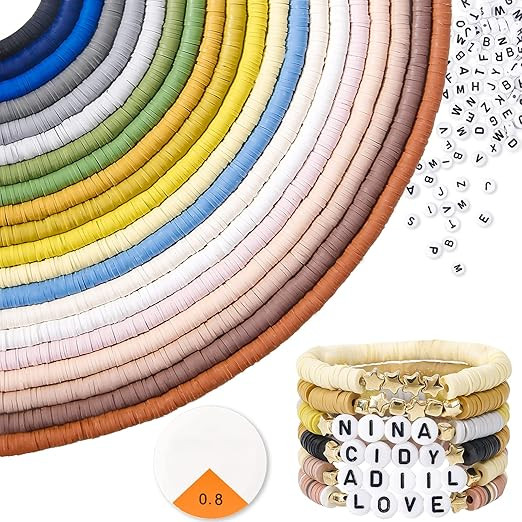ADIIL 7200pcs Clay Beads Bracelet Making Kit, 20 Neutral Colors 6mm Polymer Heishi Beads for Jew... | Amazon (US)