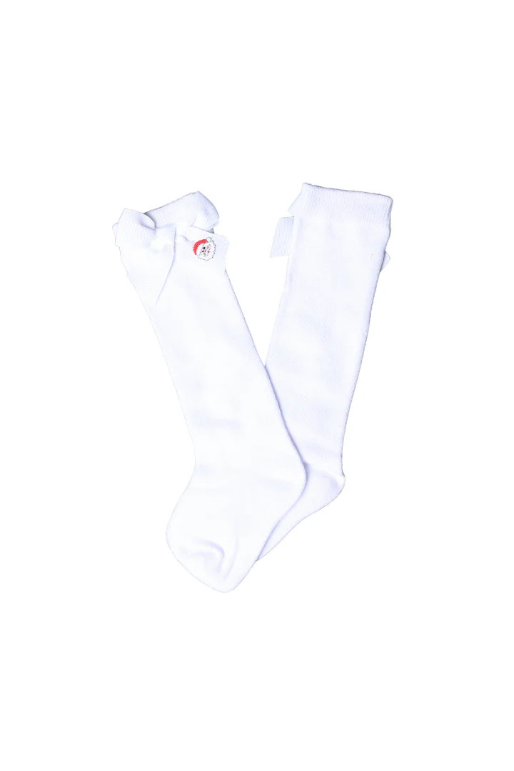 Embroidered Santa Bow Socks | The Smocked Flamingo