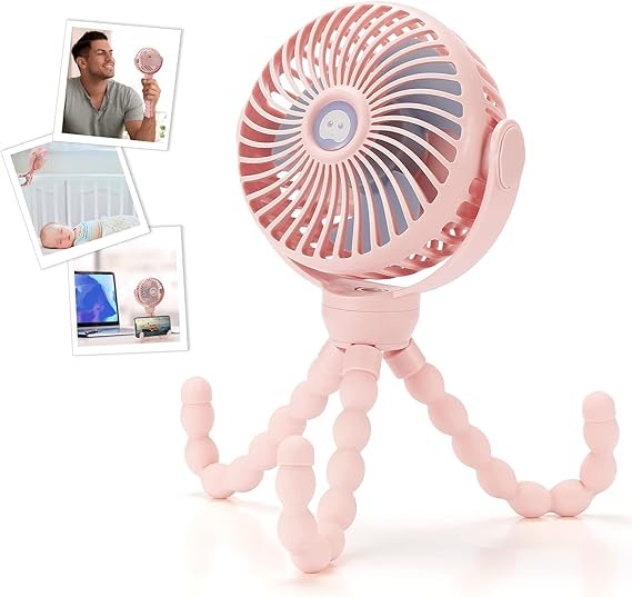 Snawowo Upgraded 4000mAh Baby Stroller Fan, 360°Rotation Mini Portable Fan with Flexible Tripod ... | Amazon (US)