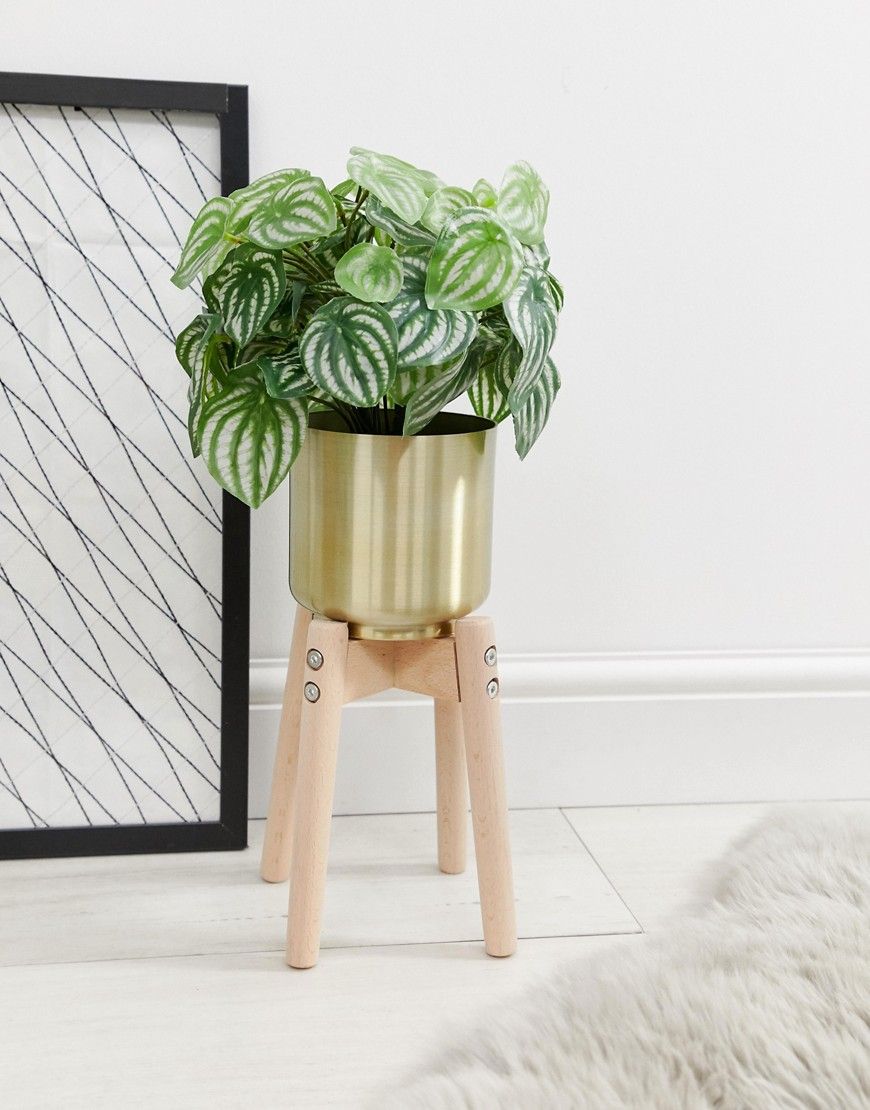 Chickidee small gold metal planter with stilts | ASOS UK