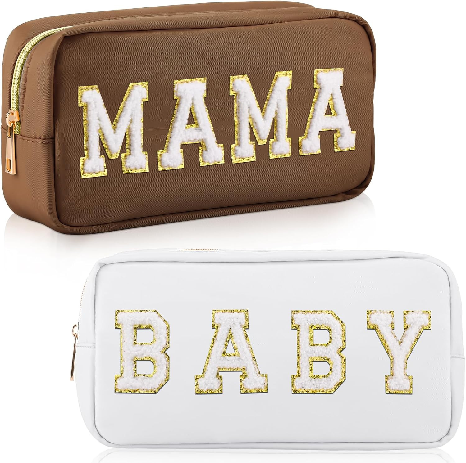 Sanwuta 2 Pieces Nylon Cosmetic Bag Chenille Letter Makeup Bag Pouch Zipper Travel Toiletries Pou... | Amazon (US)