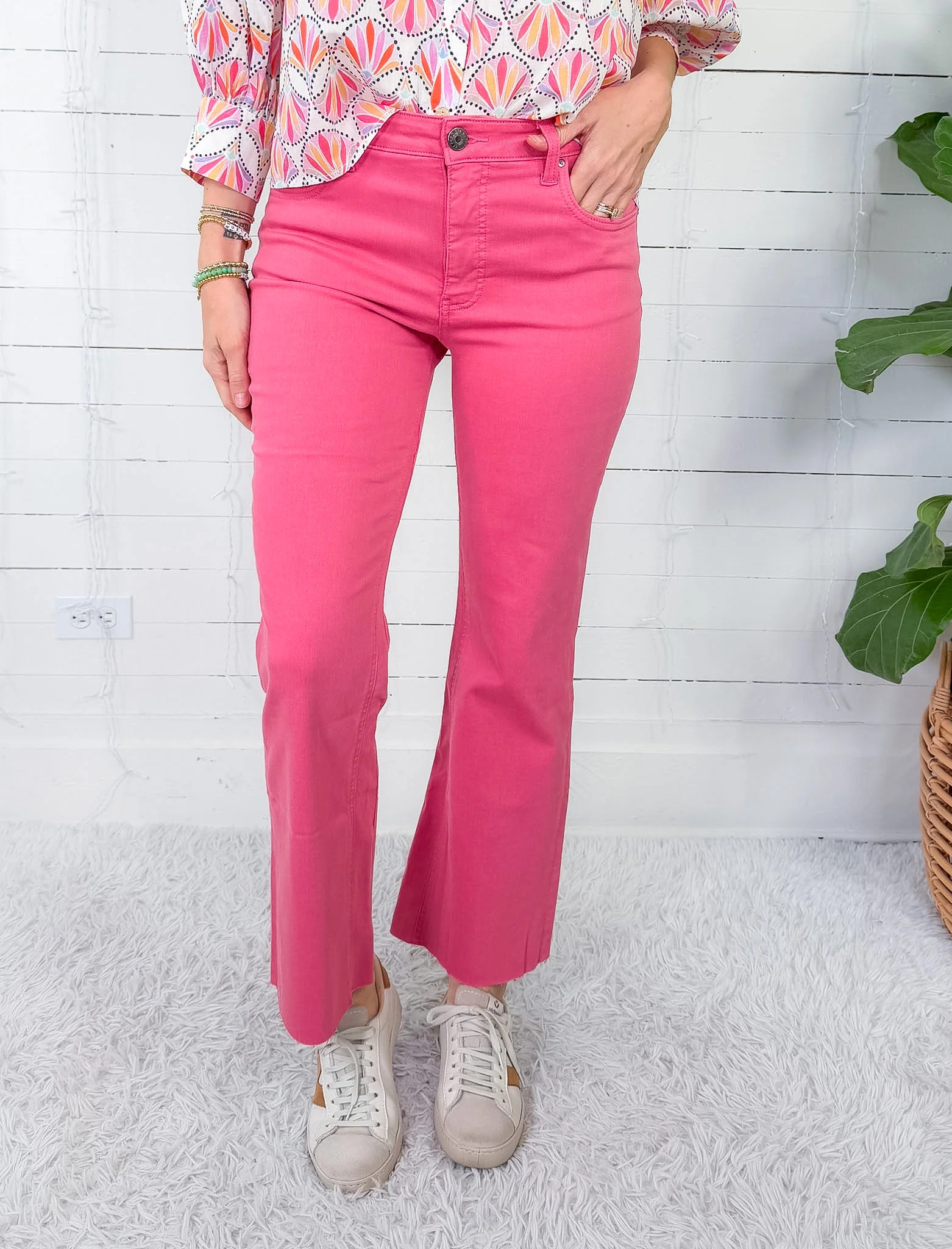 Kelsey Flamingo High Rise Ankle Flare Denim KUT | Clover and Bee | Clover + Bee