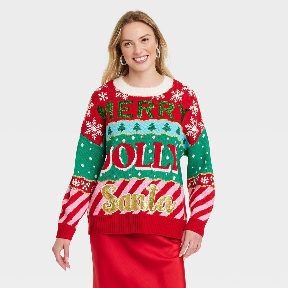 Women's Holiday Verbiage Oversized Festive Graphic Sweater | Target