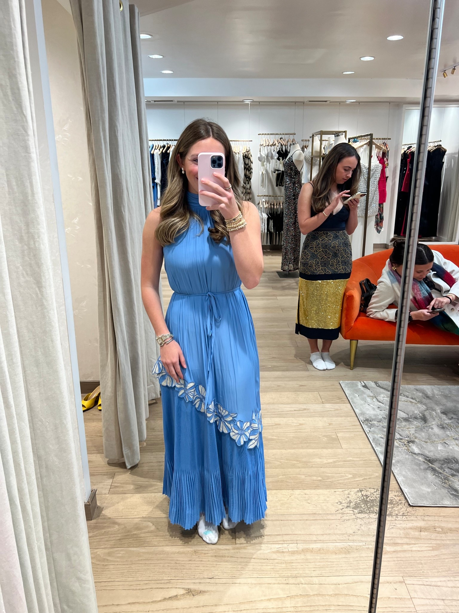 off the shoulder light blue prom dress Gorgeous Long Blue A-line Off-the-shoulder Sleeveless Sequined Prom Dress With Detachable Train