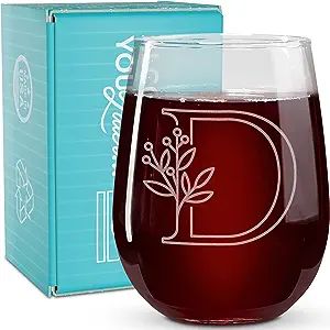 On The Rox Drinks Monogrammed Gifts For Women and Men - Letter A-Z Initial Engraved Monogram Stem... | Amazon (US)