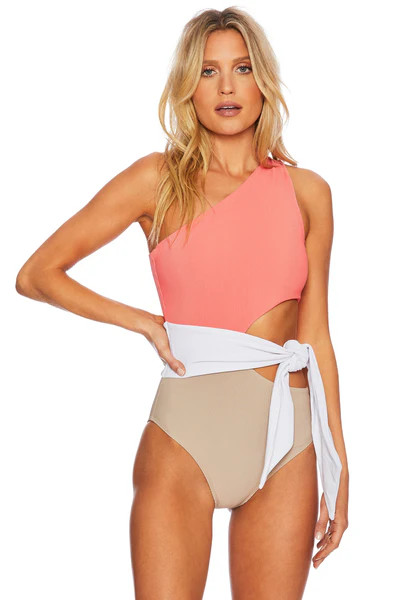 Carlie One Piece Coral Colorblock | Beach Riot